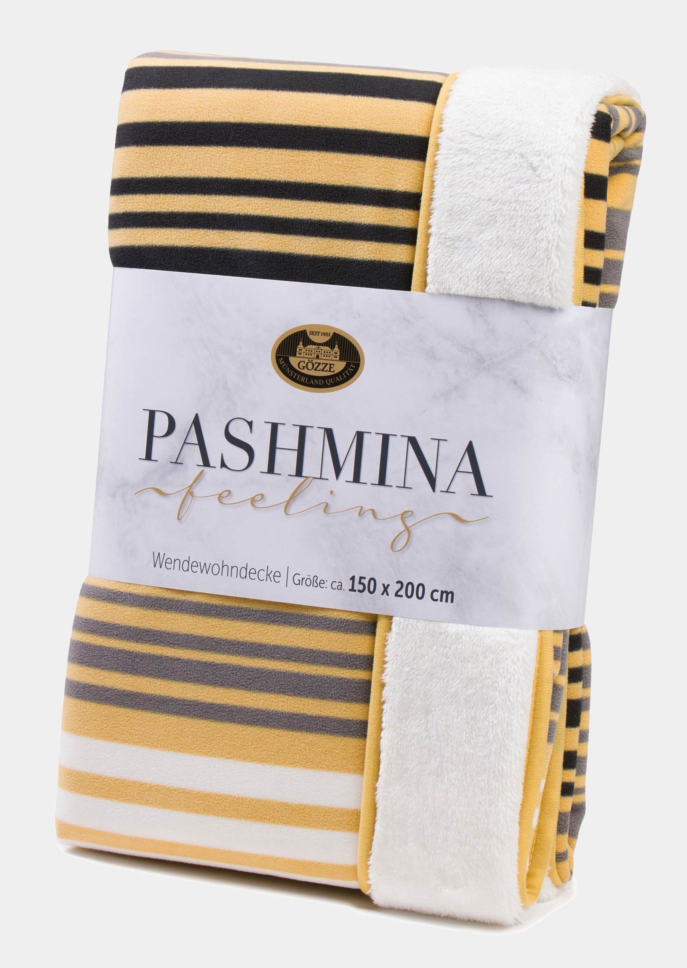 Couverture en microfibre - moutarde / rayé - Gr. 150 x 200 cm de Goldner Fashion