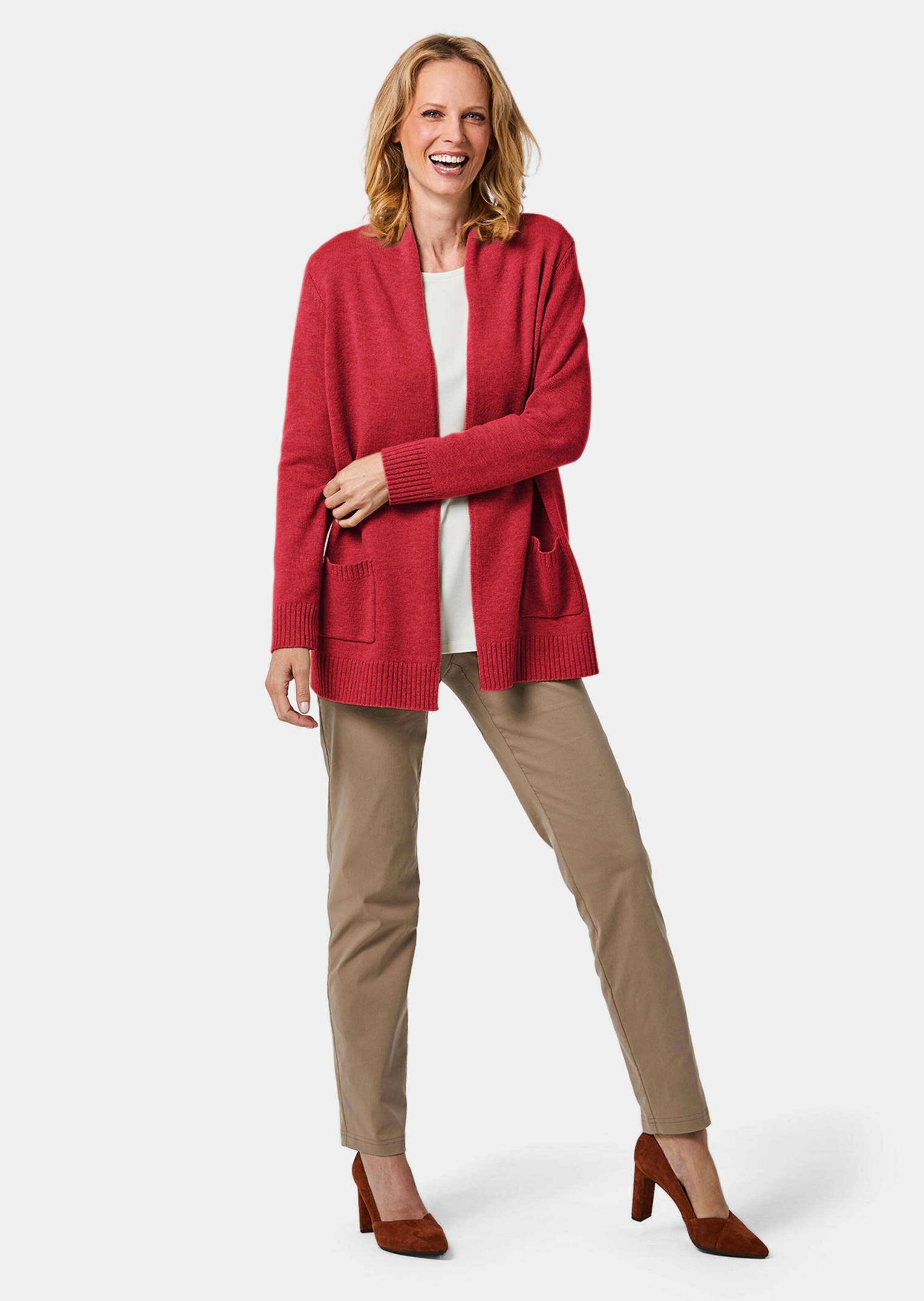 Cardigan en laine vierge - rouge - Gr. 56 de Goldner Fashion