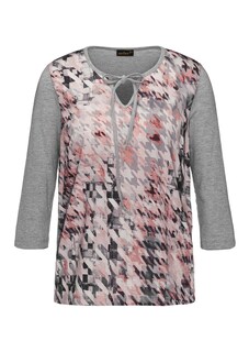 Pepita-Blusenshirt mit feinem Bindeband am Ausschnitt thumbnail 2