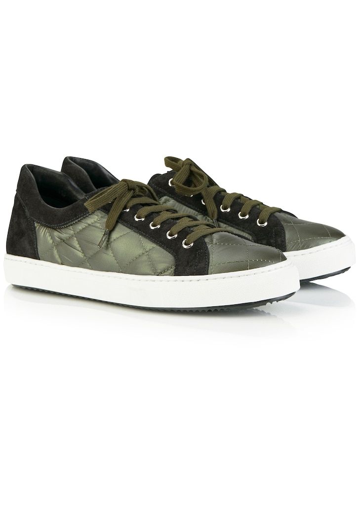 Leather and fabric trainers