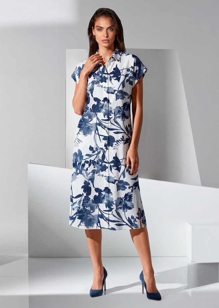 Robe-chemise en viscose avec imprimé fleuri