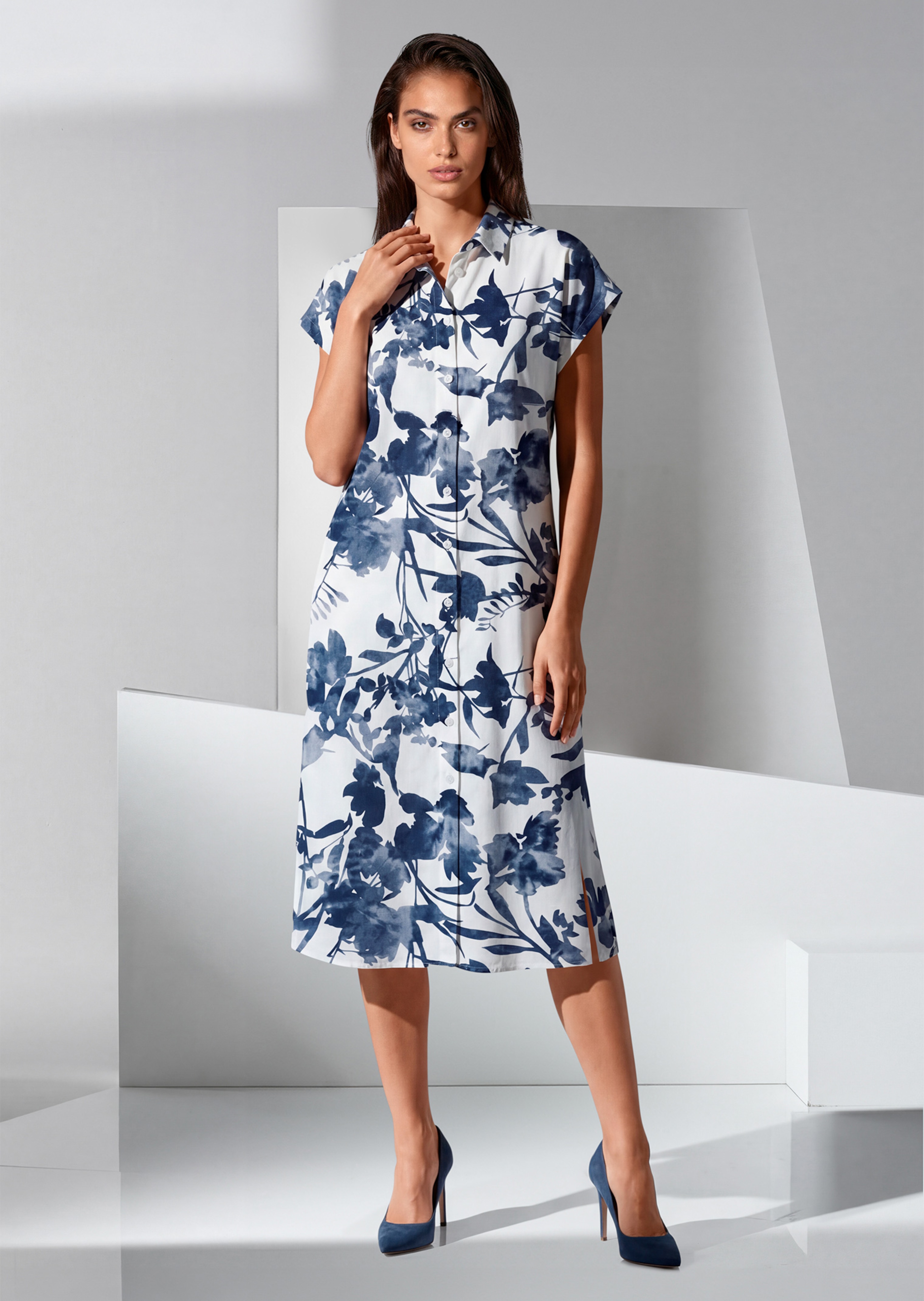 Robe-chemise en viscose avec imprimé fleuri