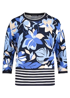 Feinstrickpullover mit Ringel-Blüten-Druck thumbnail 6