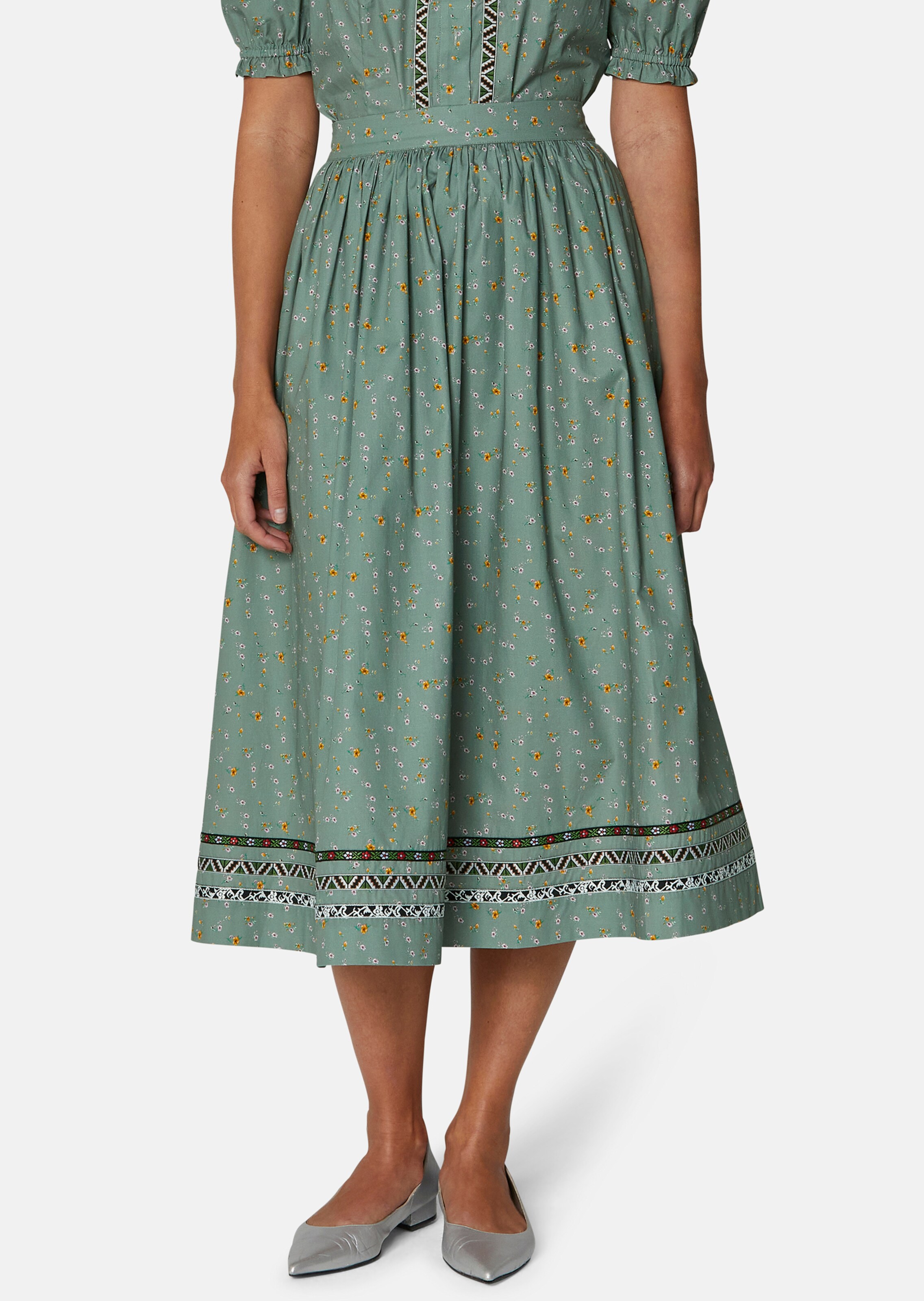 Weiter Rock mit Milles-fleurs-Print