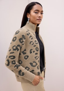 Jacquard-Strickblouson mit Leopardenmuster thumbnail 1