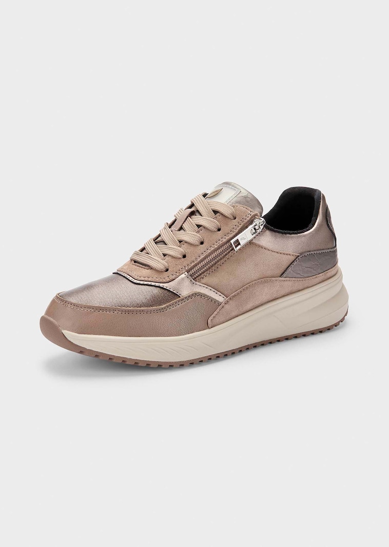 Sneakers en cuir lisse et cuir suédé