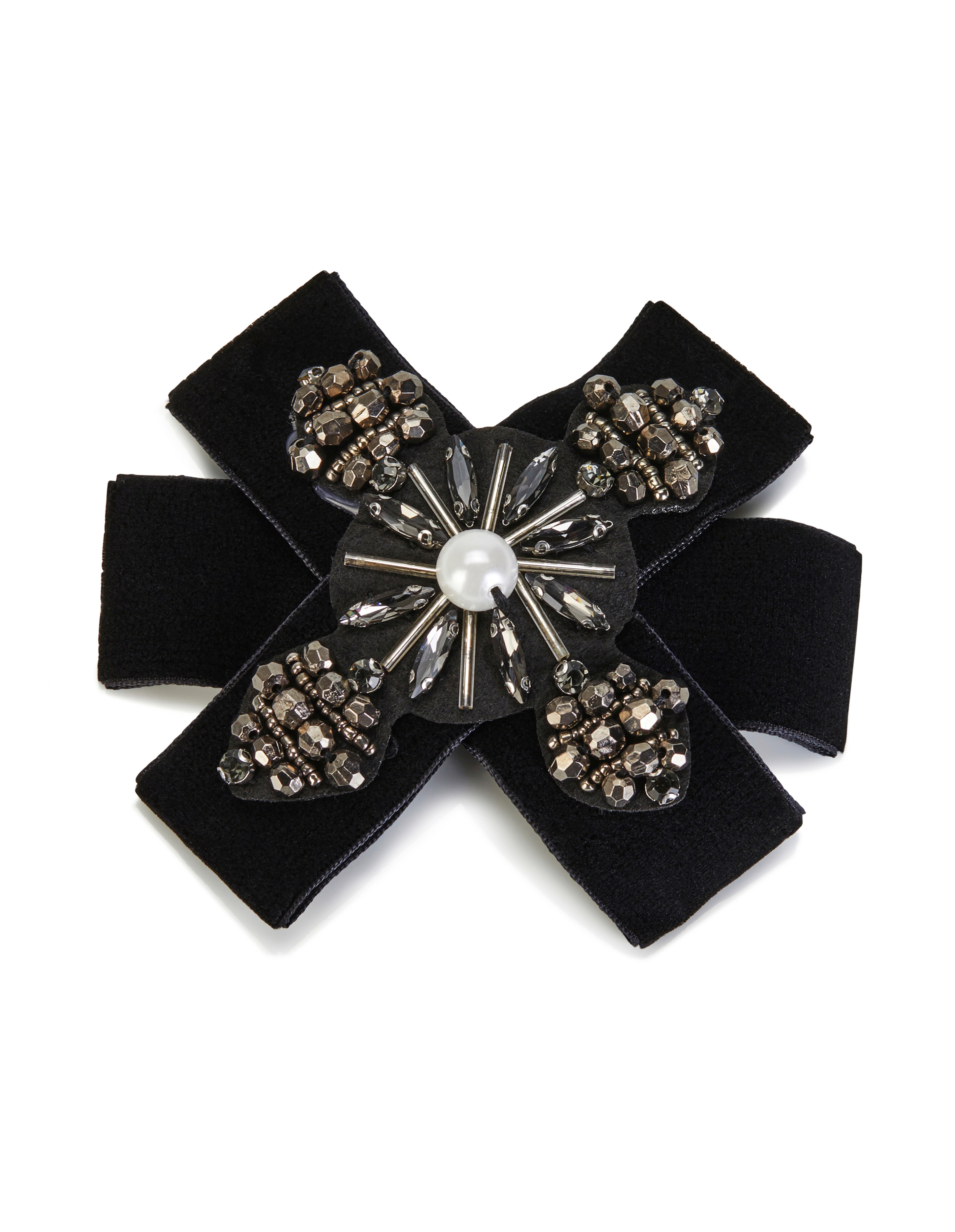 Brosche mit Strass-Steinen und Glasperle