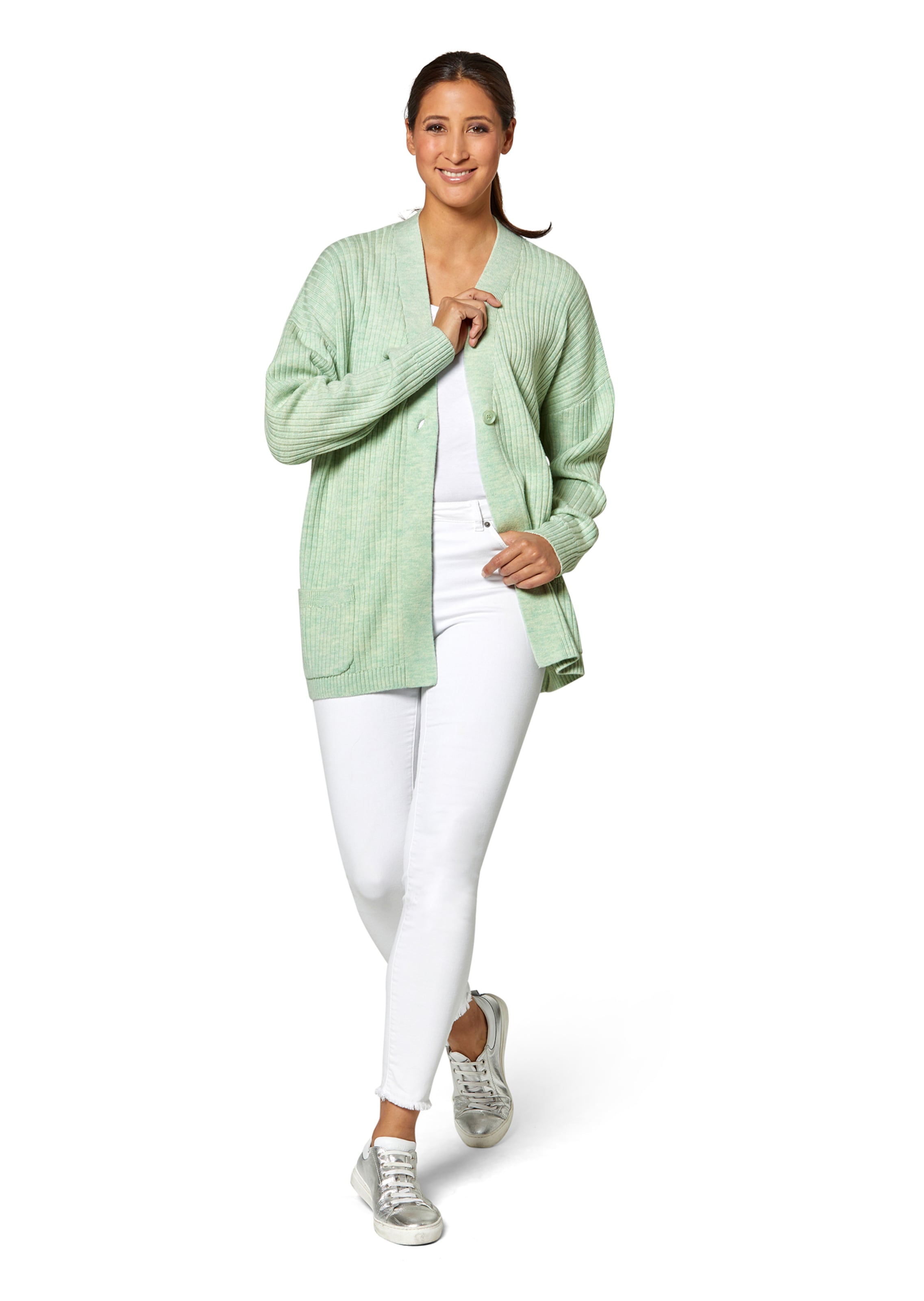 Langer Woll-Cardigan im Oversize-Stil