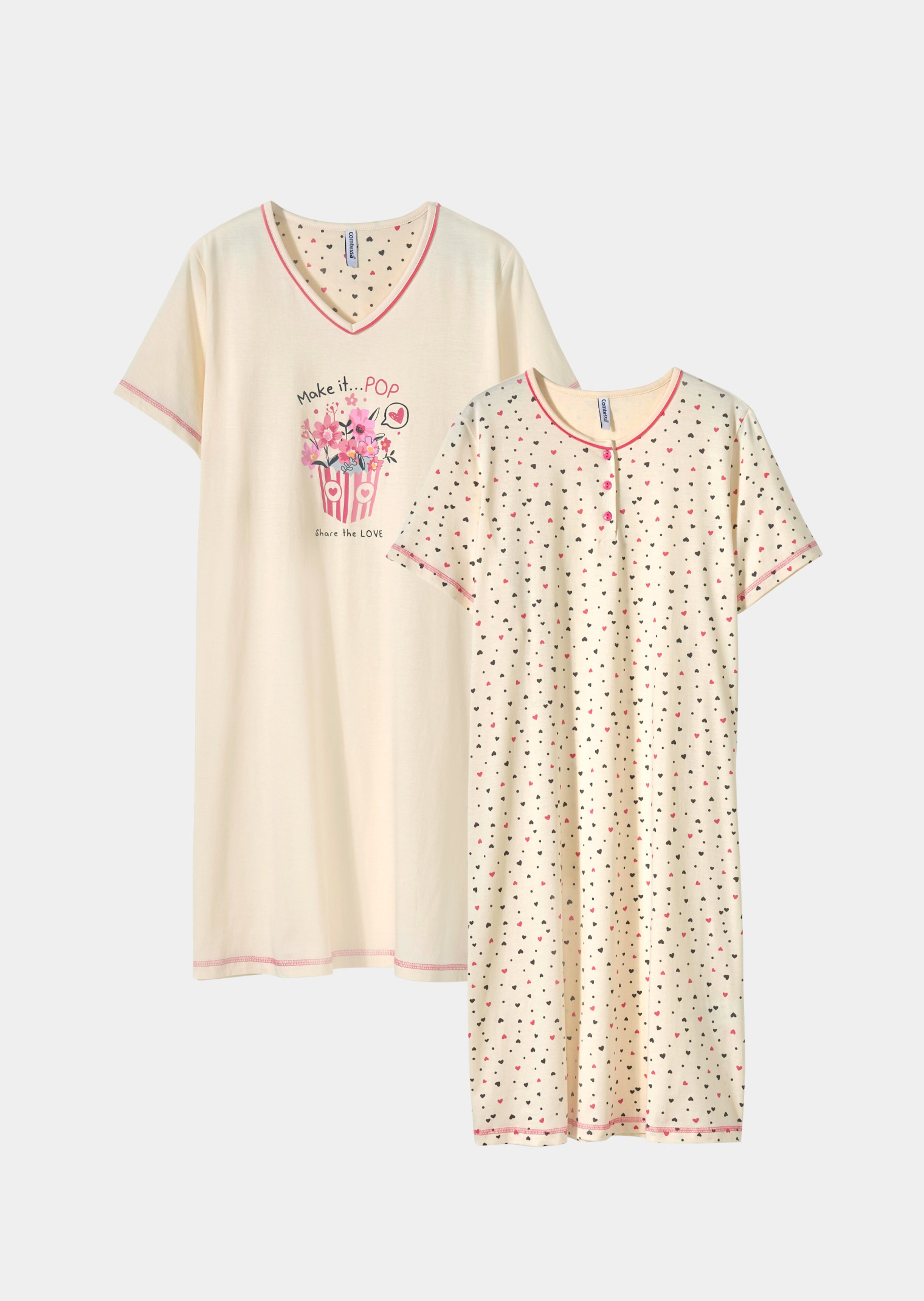 Lot de 2 chemises de nuit en coton