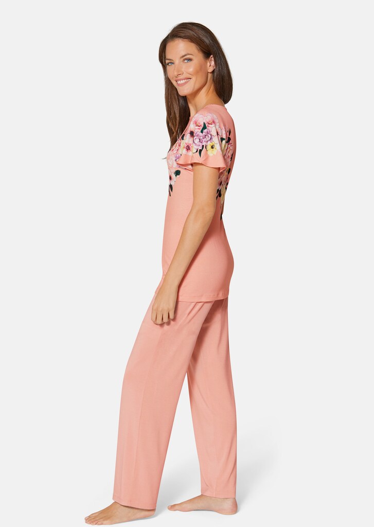 Pyjama mit Raff-Effekt und Blütenprint 3