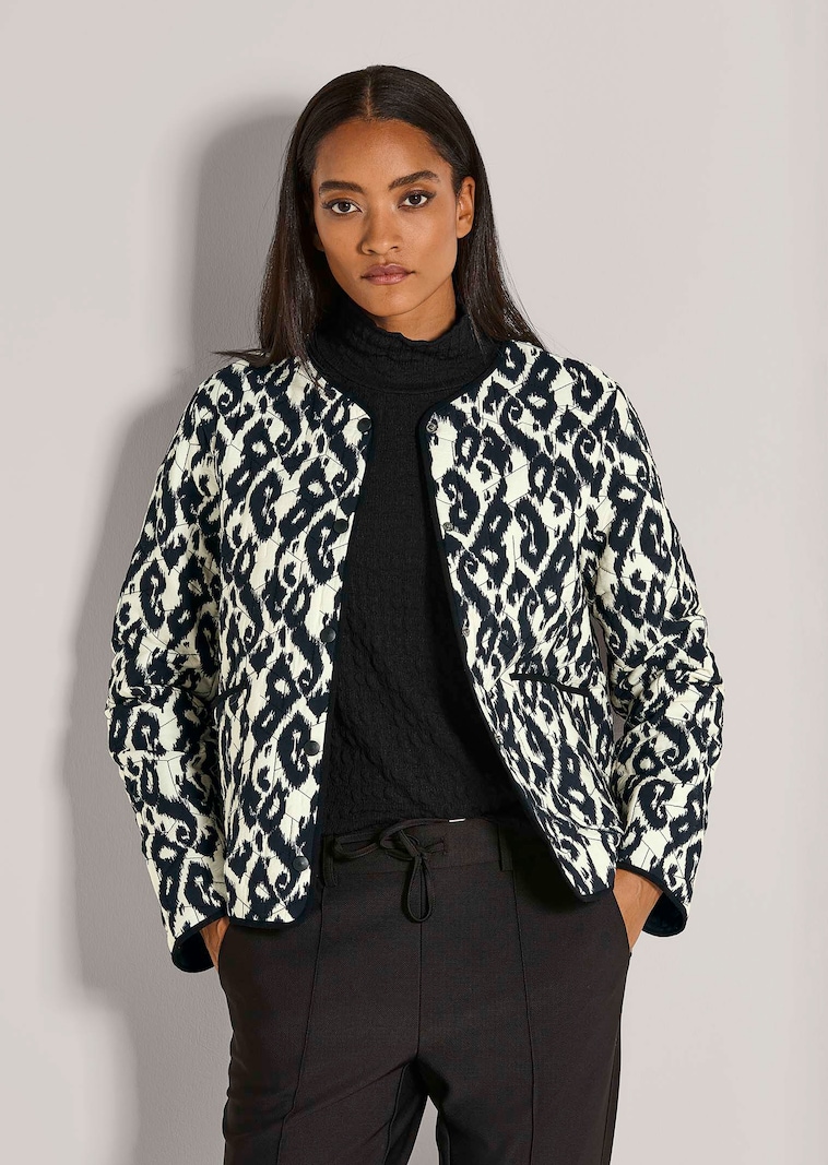 Wattierte Steppjacke mit Animal-Print
