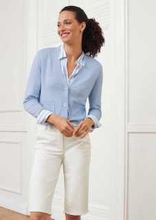 Smooth knitted short jacket with long sleeves thumbnail 7