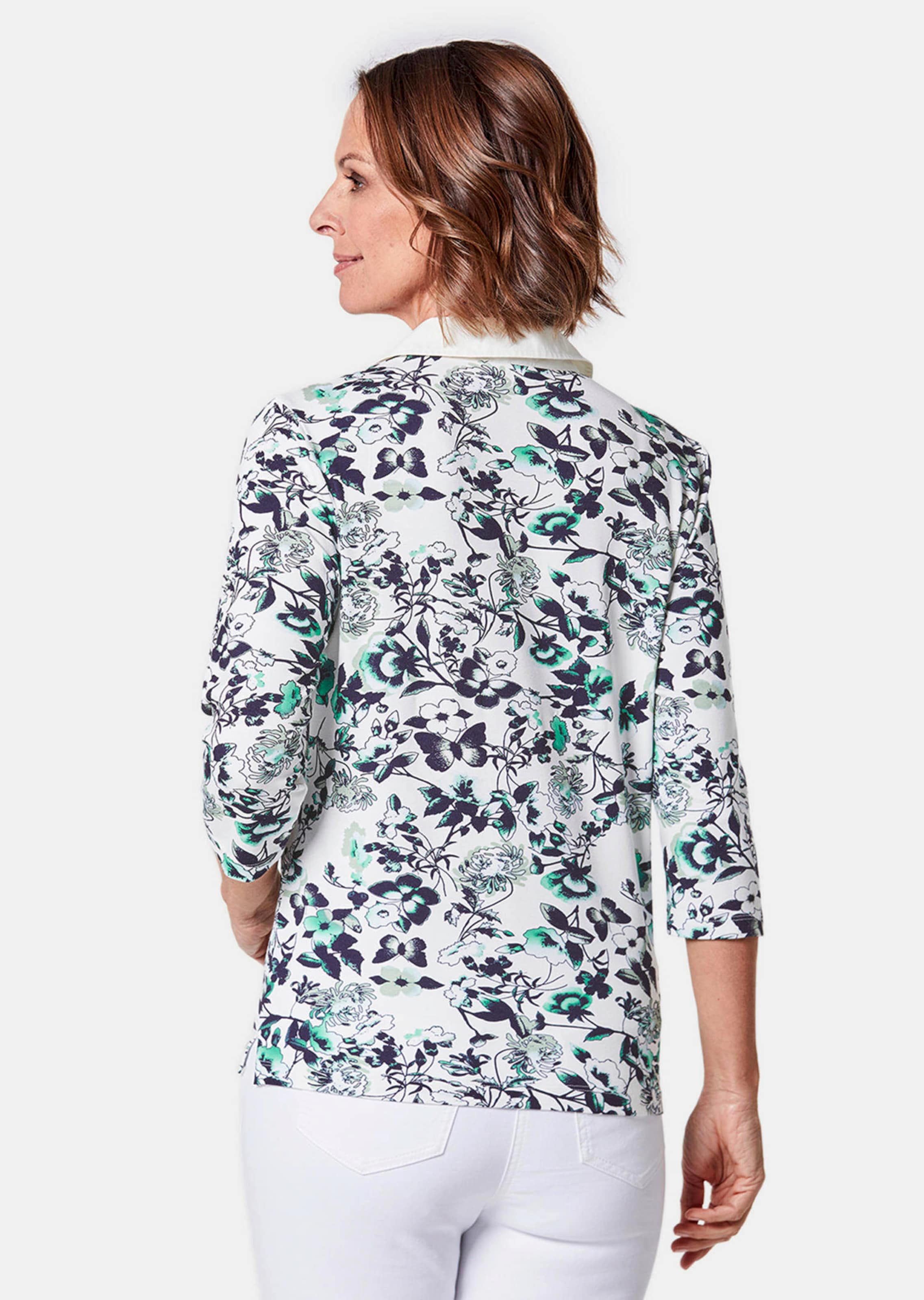 Polo imprimé avec col blanc contrastant - crème / mousse / à motifs - Gr. 42 de Goldner Fashion