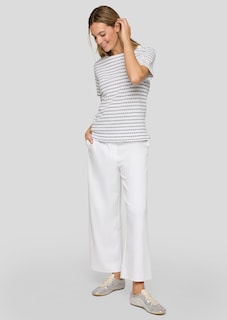 Pull à manches courtes en tricot structuré, avec coton thumbnail 2