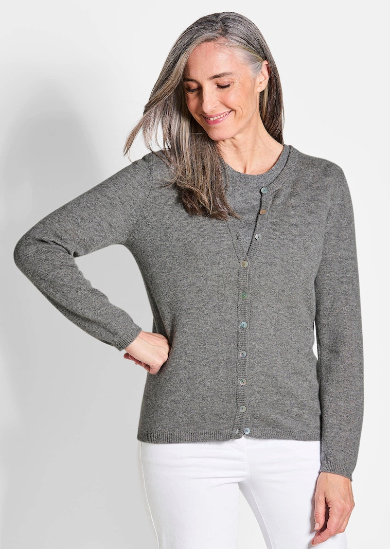 Pyöreäpäänteinen kashmirneuletakki