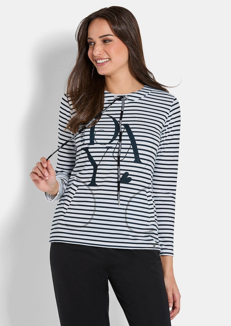 Sweat-shirt à rayures et pierres brillantes