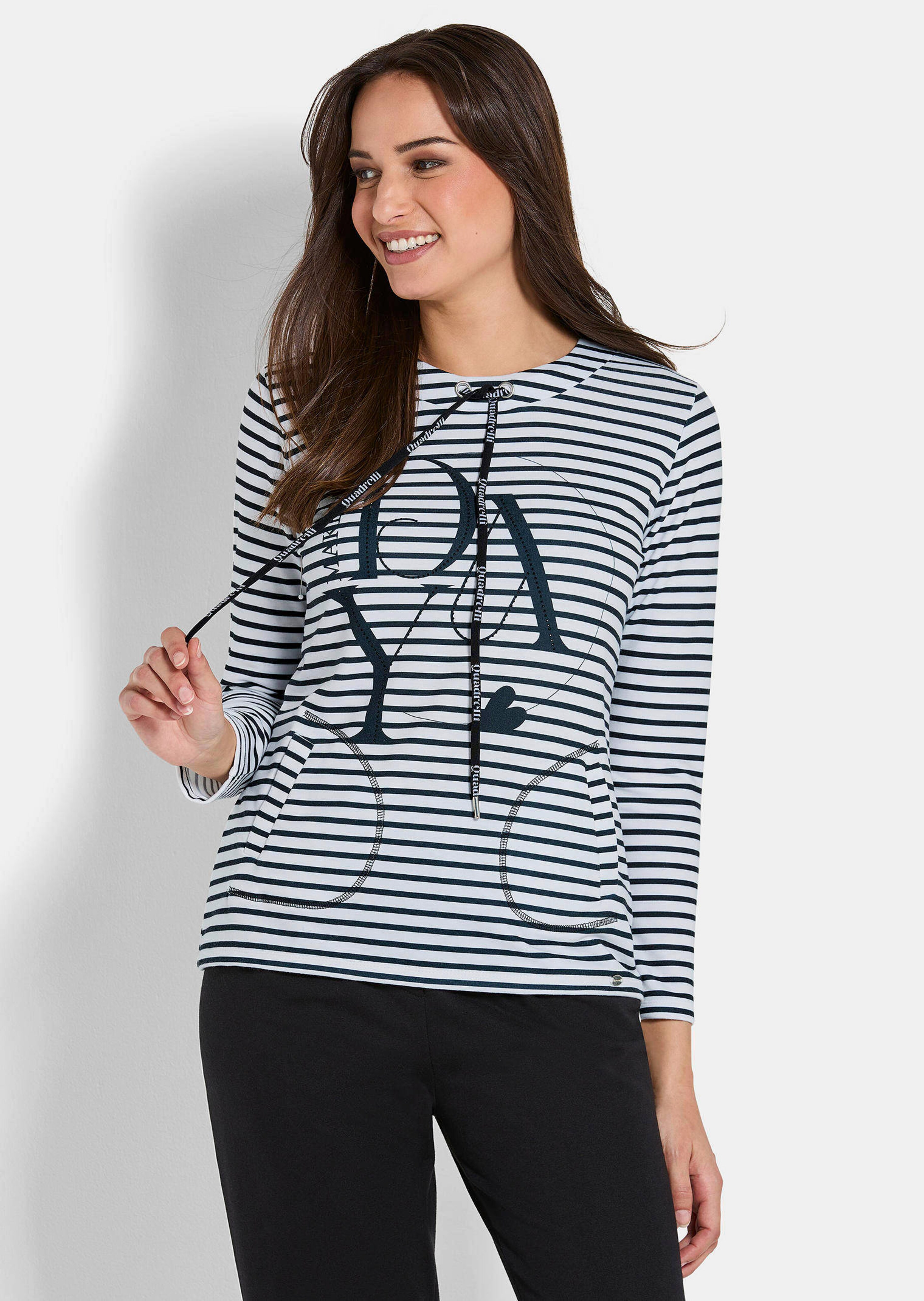 Sweat-shirt à rayures et pierres brillantes