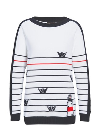 wit / zwart / gestreept Pullover met luxueuze tricot structuur