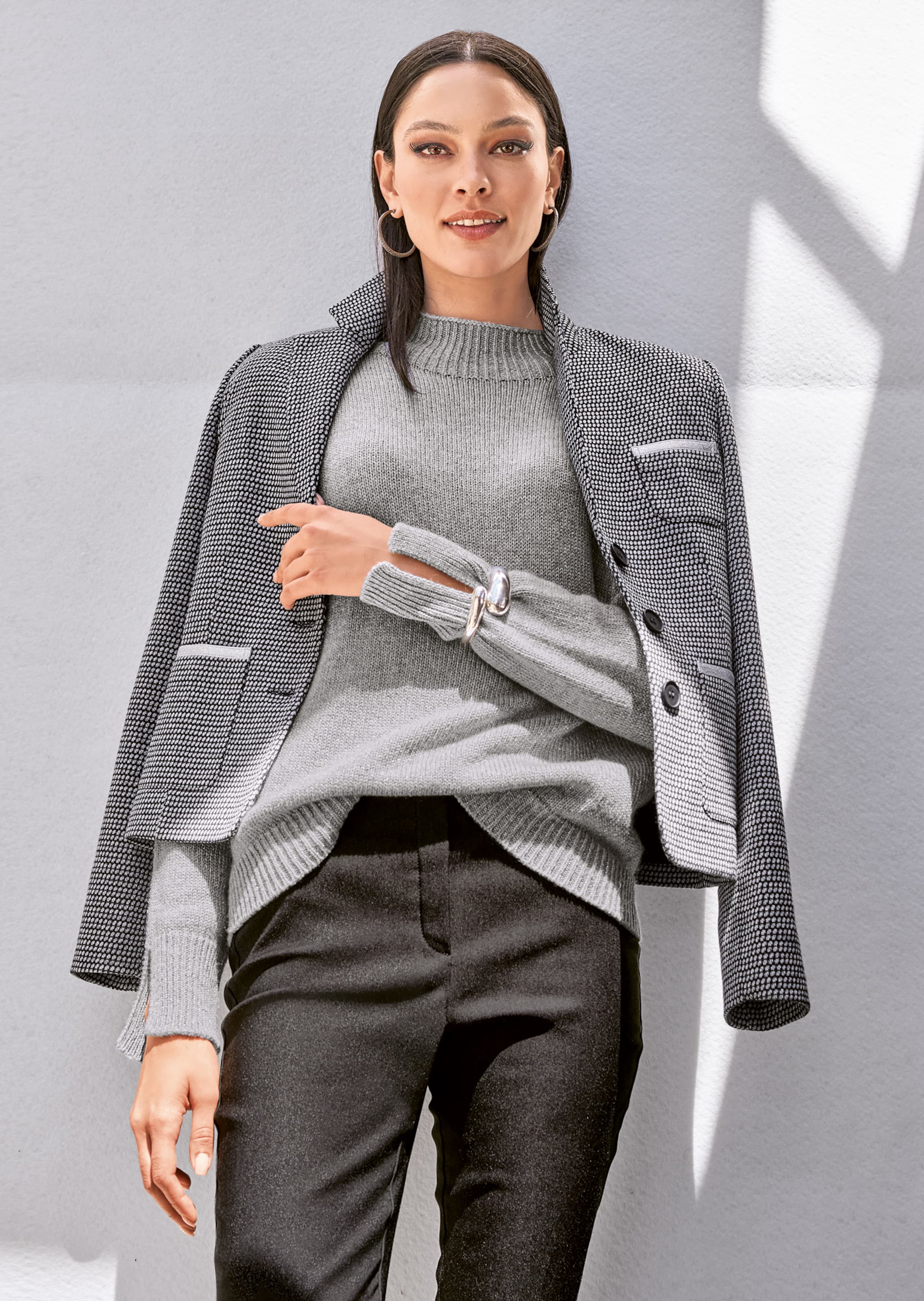 Kurzblazer aus Struktur-Jersey