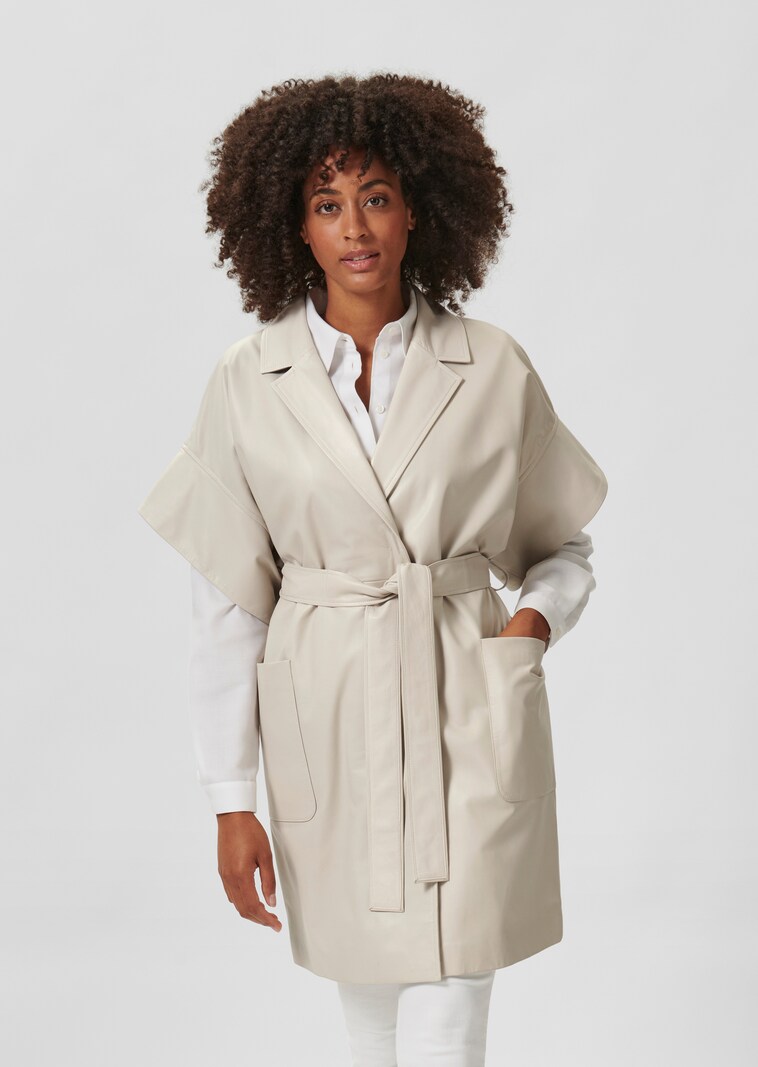 Oversized leather coat made from fine lamb nappa