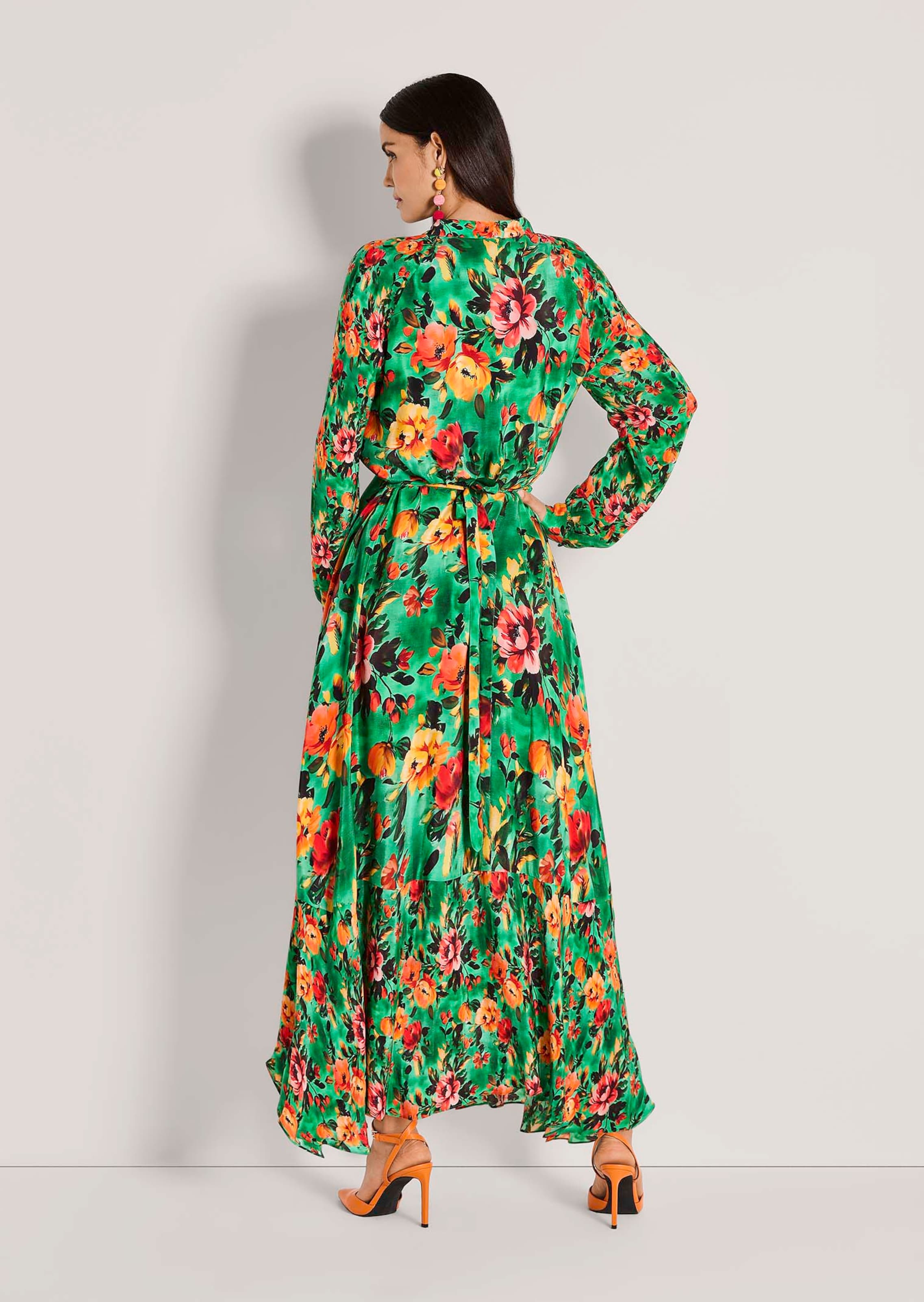 knee length dresses for ladies Multi Color Pleated Maxi Dress main image 1