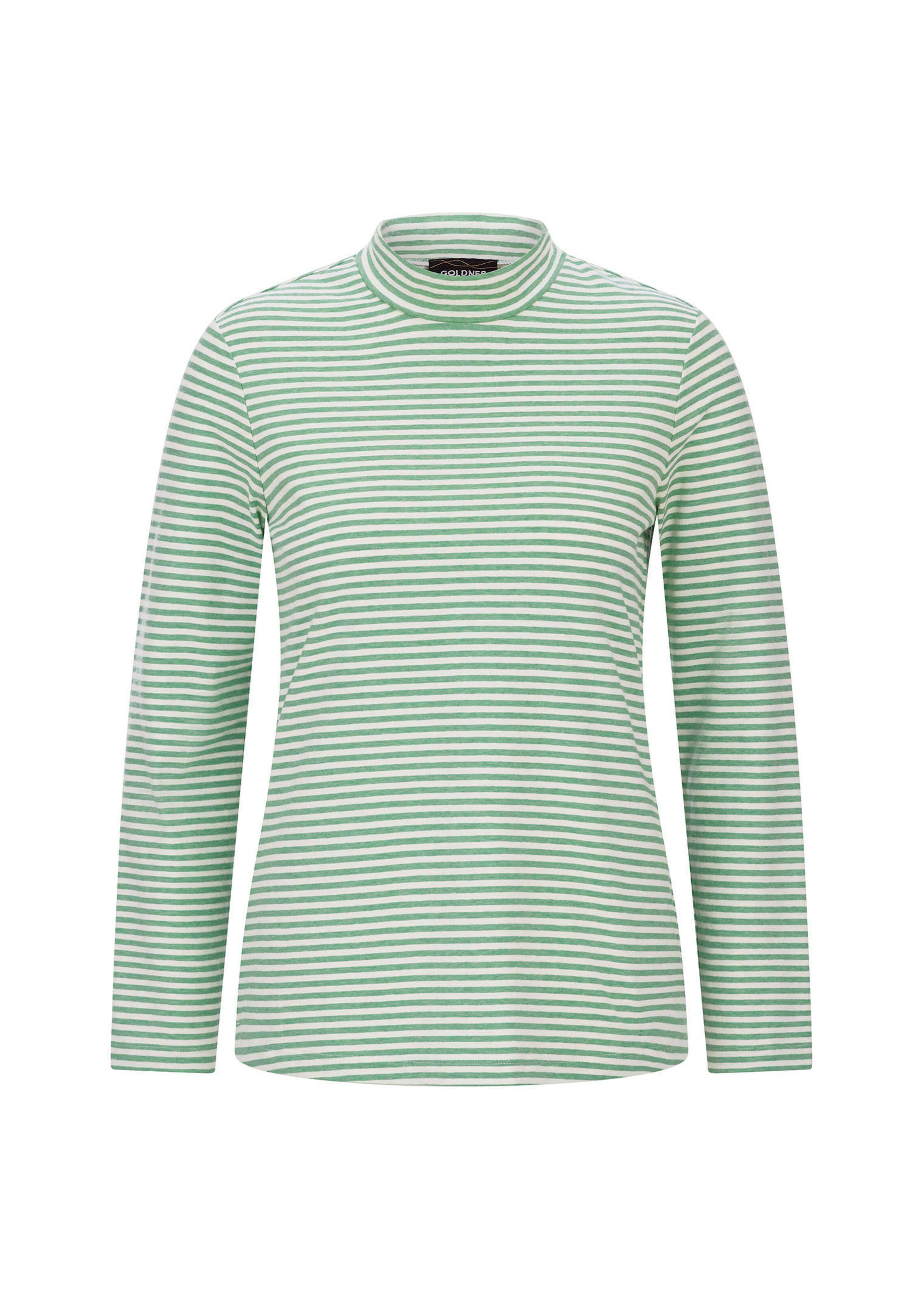 Shirt met lange mouwen, strepen en opstaande kraag