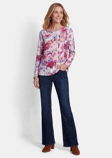 T-shirt manches longues à la surface douce et moelleuse, motif aquarelle thumbnail 2