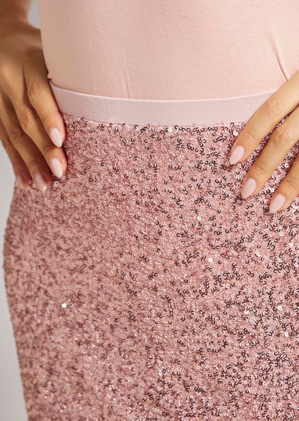 Schlanker Pencil-Skirt mit Wendepailletten 4