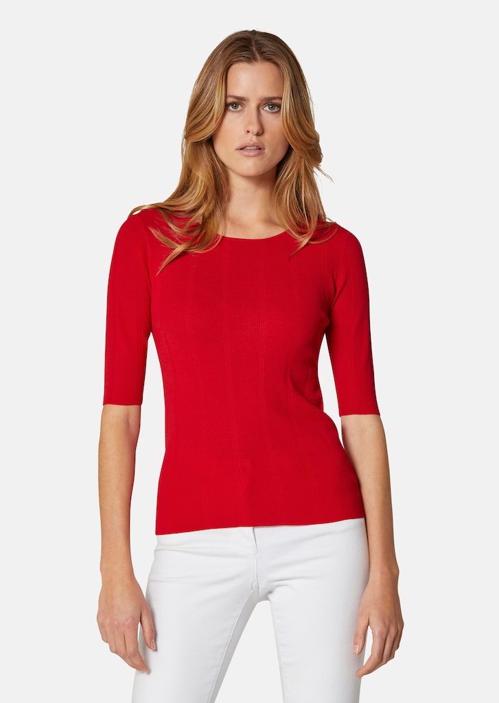 Ribbed knit jumper with half-length sleeves