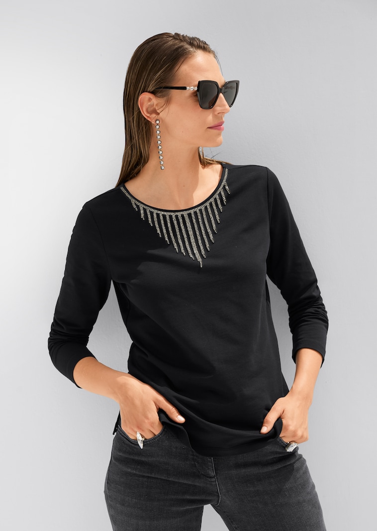 Sweatshirt mit Strass-Dekor