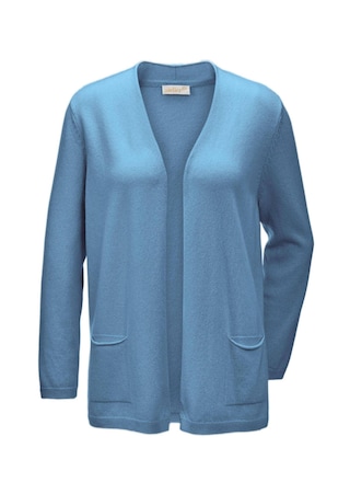 hemelsblauw Lang tricot jasje van kasjmier