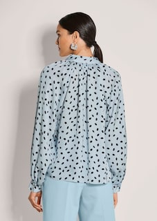 Bluse mit Kussmund-Print und Bindeband thumbnail 3