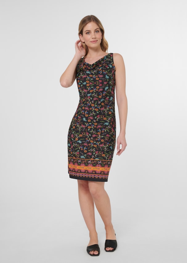 Printed dress with waterfall neckline 1