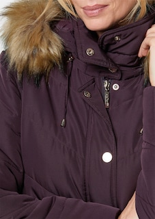 Pitkä hupullinen takki tekoturkissomistein thumbnail 5