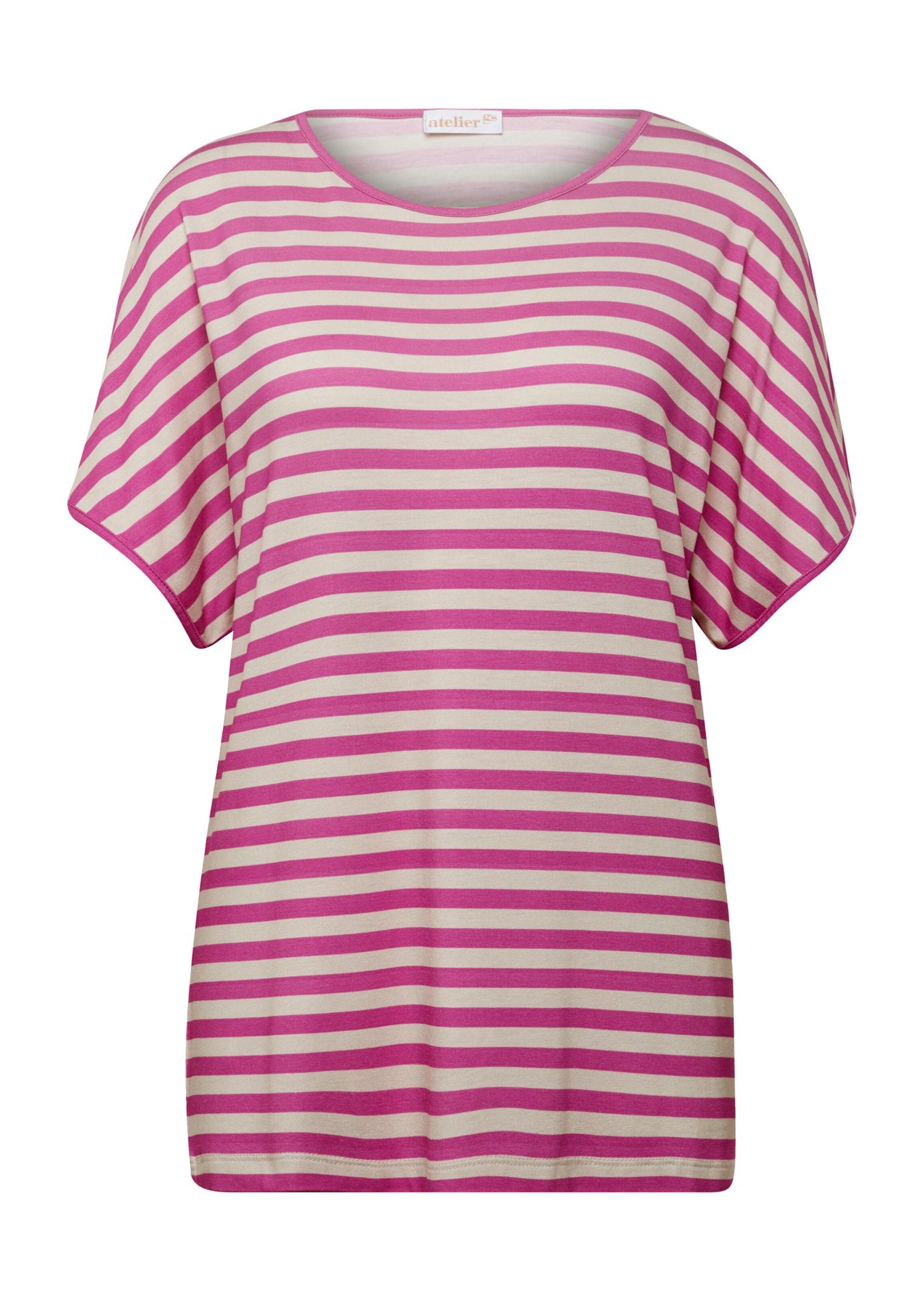 T-shirt rayé à manches kimono - fuchsia / crème - Gr. 22 de Goldner Fashion