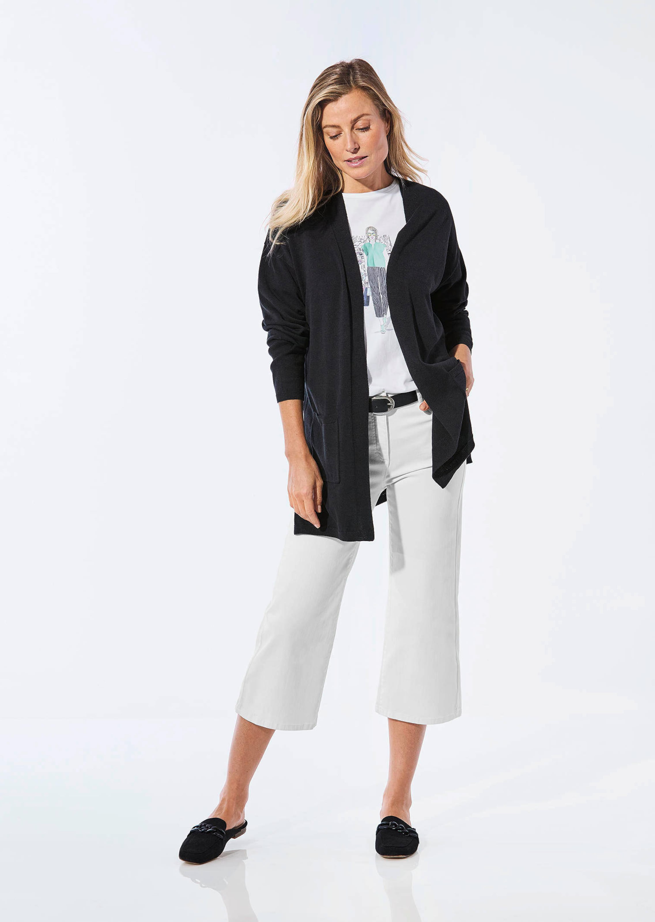 Cardigan long à poches plaquées - noir - Gr. 42 de Goldner Fashion