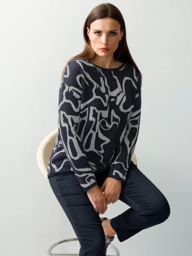 Strickpullover mit abstraktem Intarsienmuster 3