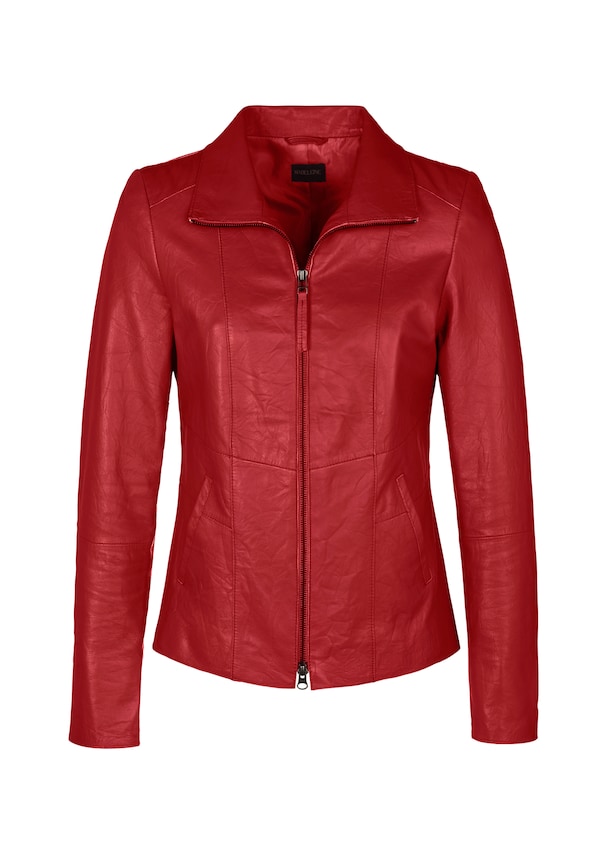 Nappa leather jacket with structured sections 5