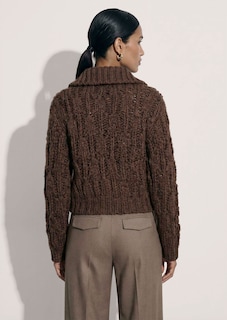 Grobstrickjacke mit voluminösem Stehkragen thumbnail 3