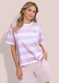 Baumwollshirt mit femininem Streifenprint thumbnail 1