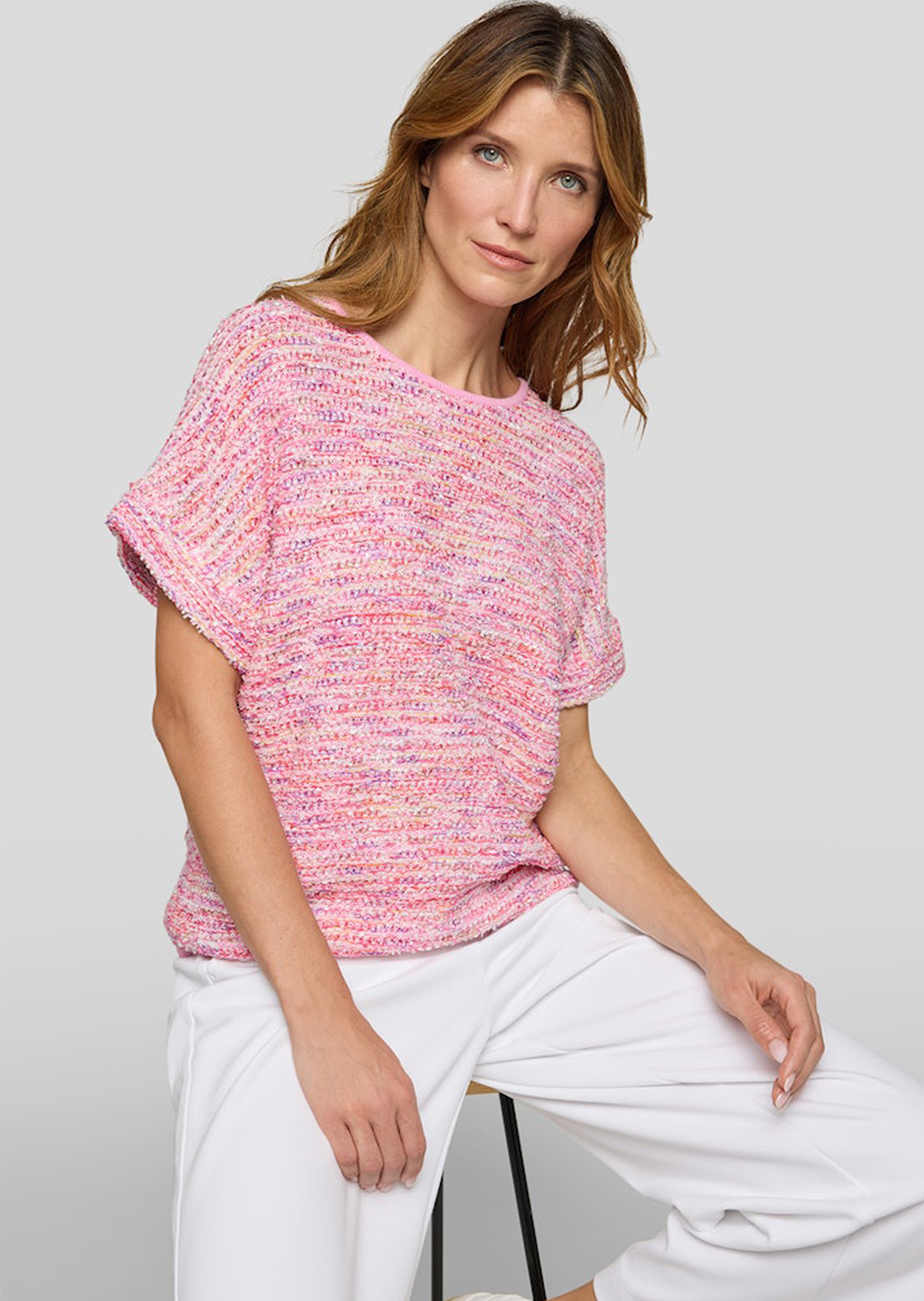 Bändchengarn-Pullover in Multicolor-Optik