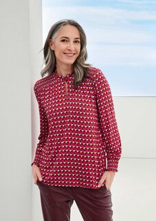 Jersey blouse met modieuze smokwerkdetails thumbnail 7