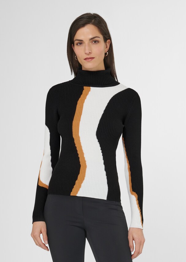 Intarsia jumper with wave pattern