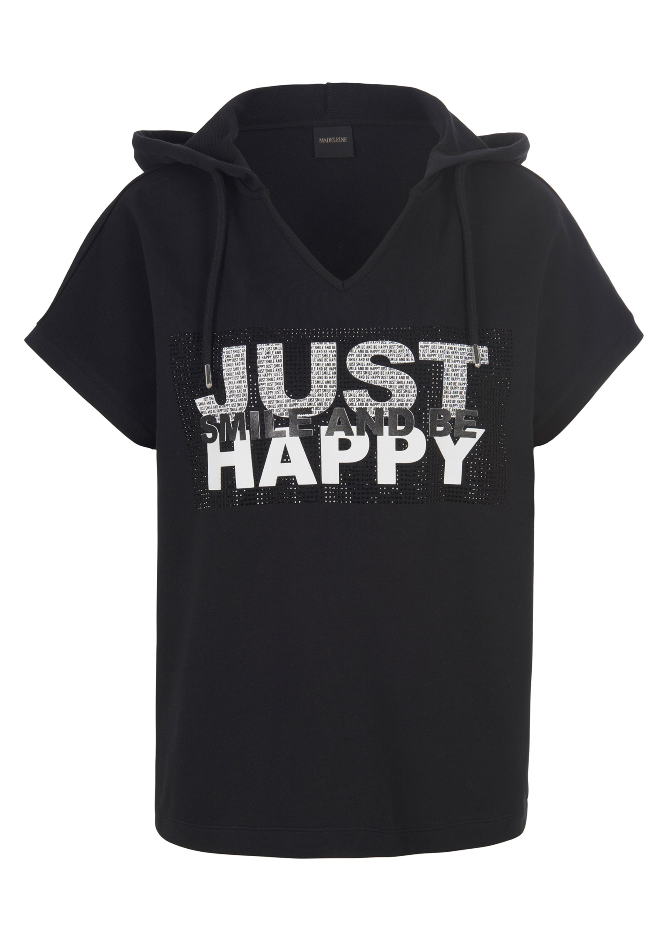 Ärmelloses Sweatshirt mit Statement-Print und Ziersteinen