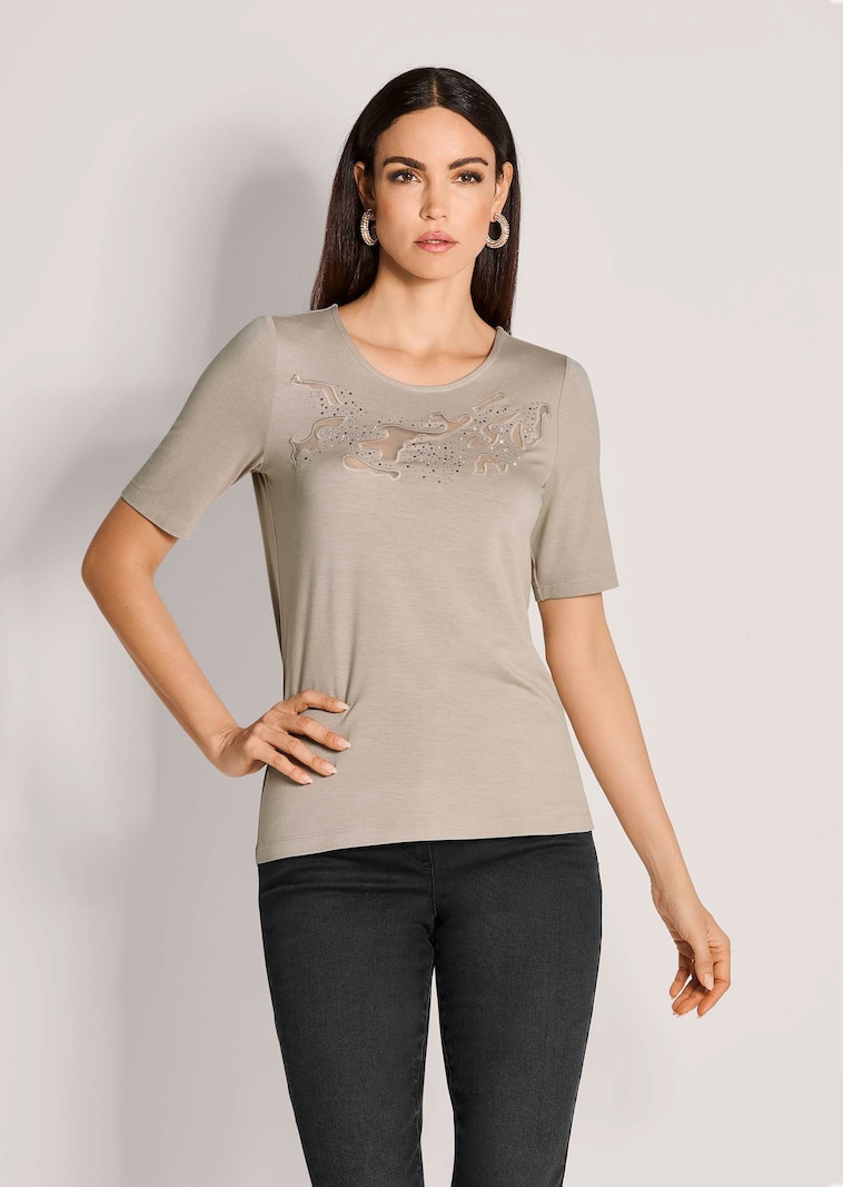 Kurzarm-Shirt mit Glanz und Transparenz