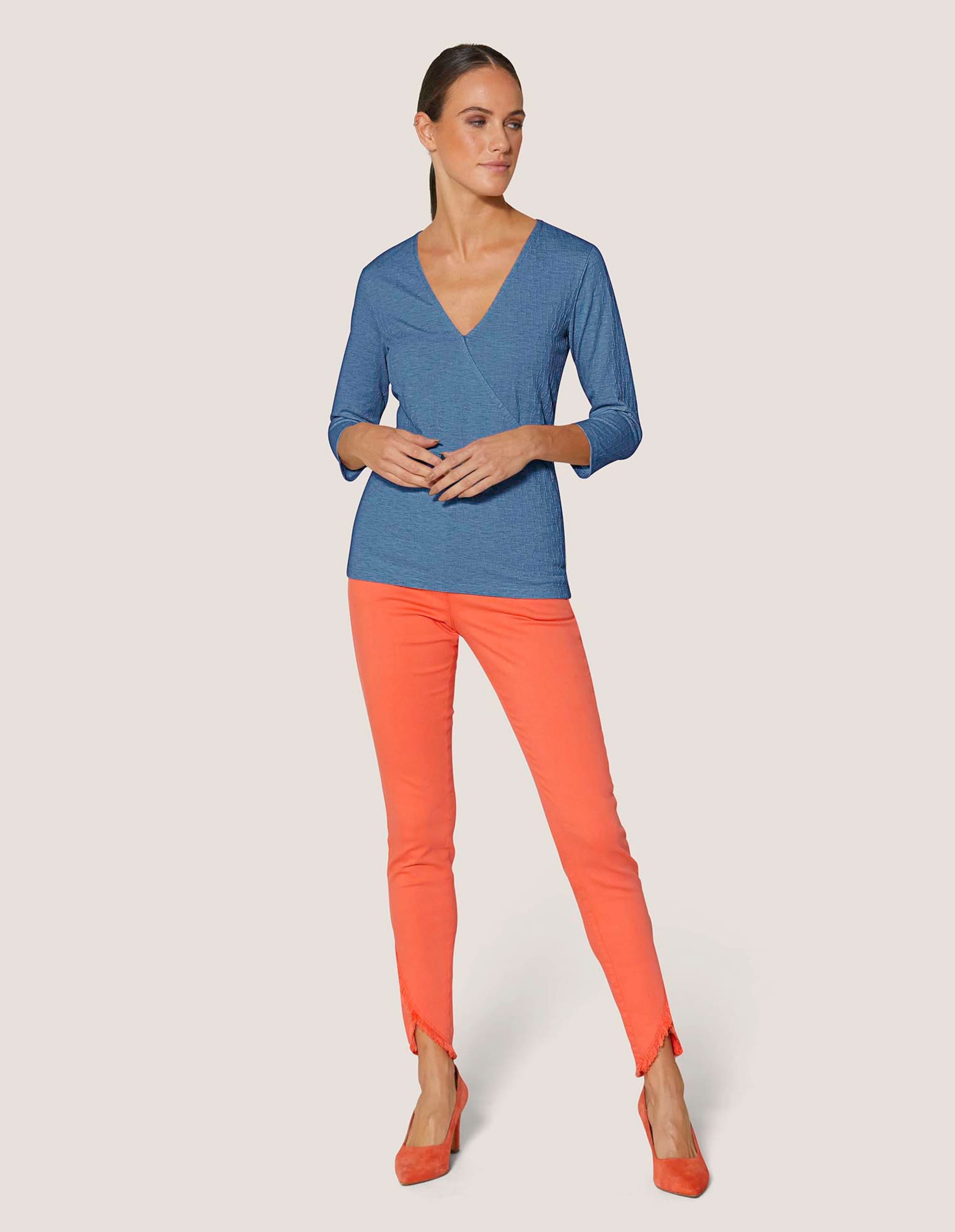 Struktur-Jersey-Shirt in Wickel-Optik