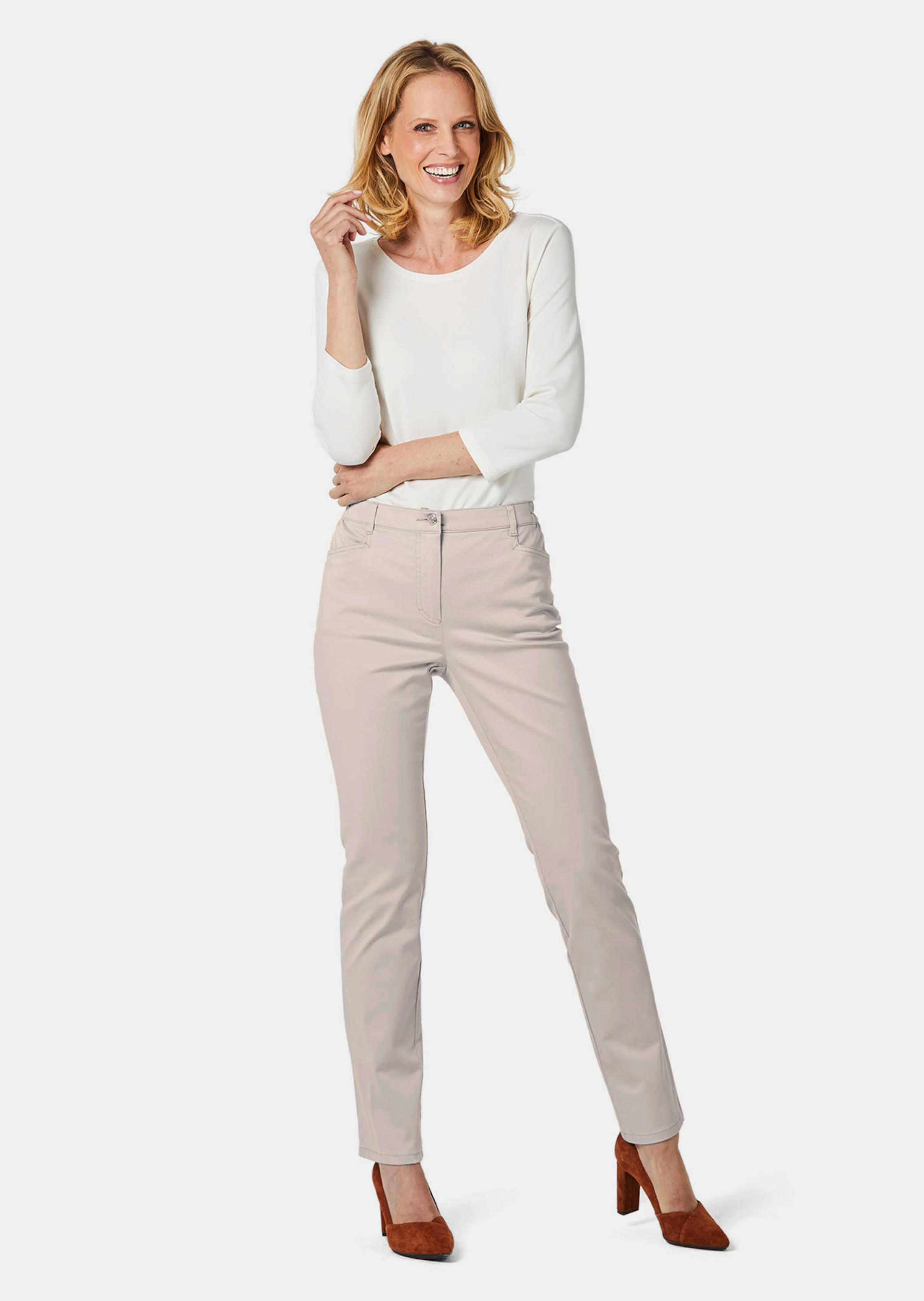 Pantalon léger en coton ANNA - beige - Gr. 285 de Goldner Fashion