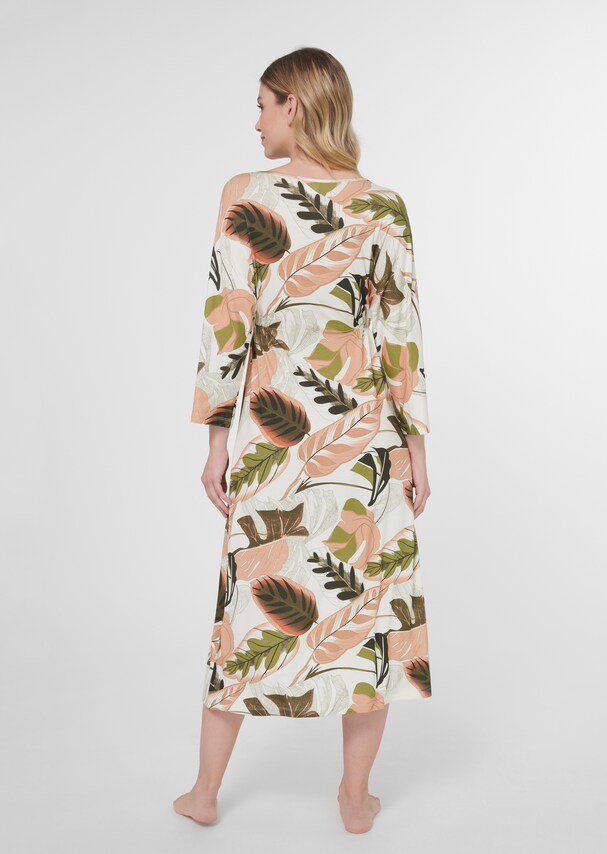 Nightdress with leaf print and gathered effect 2