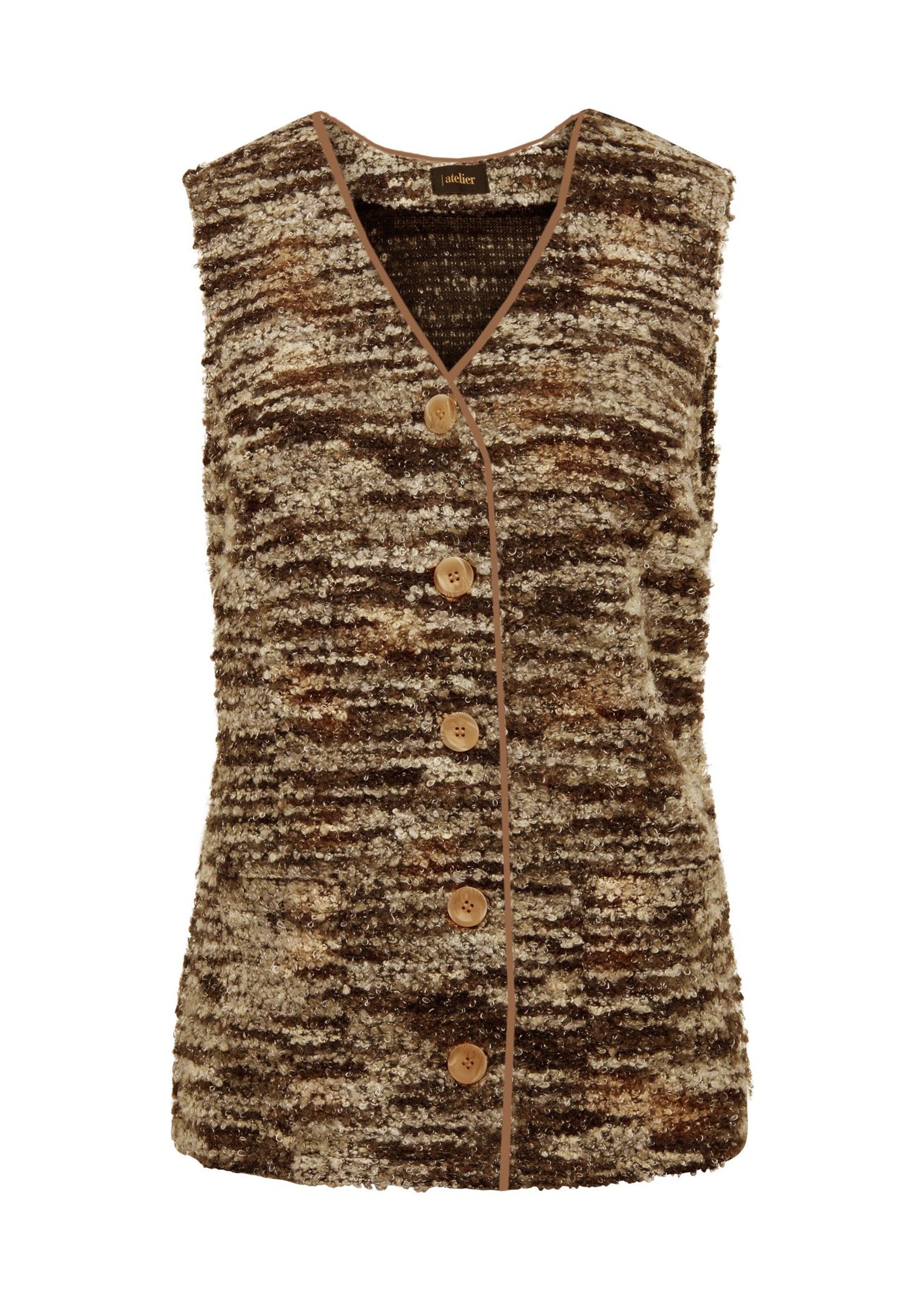 Gilet en tissu bouclette - brun / multicolore - Gr. 54 de Goldner Fashion