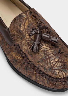 Leren mocassins met reliëf en kwastje thumbnail 3